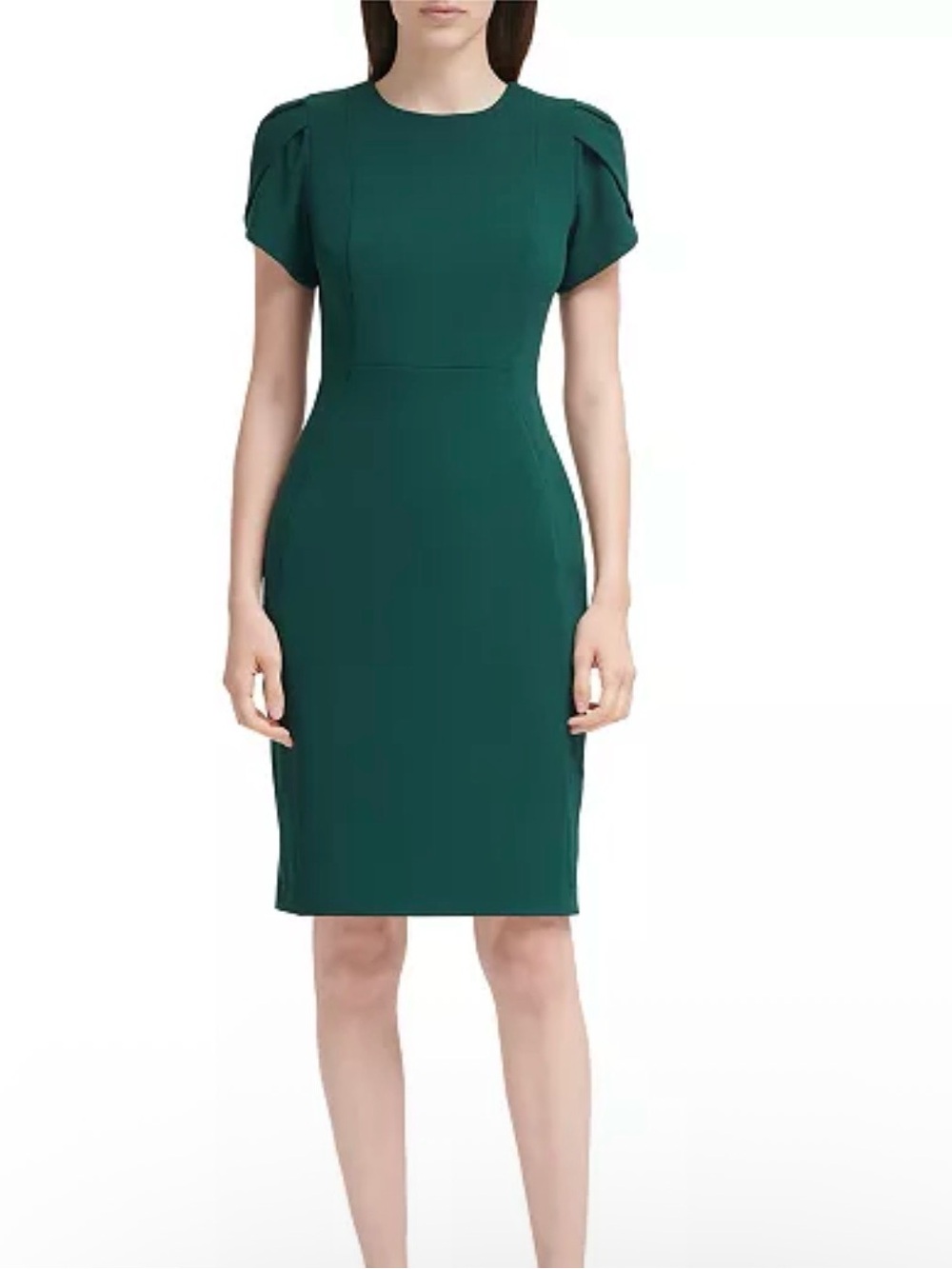 Calvin Klein Women's Short Sleeve Knee-Length Sheath Malachite green Dress 18W